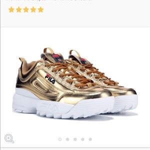 Gold FILA Disruptor 2